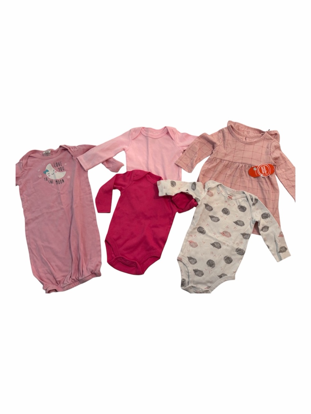 Pink Bundle of Baby Girls One-Piece/ Sleeper/ Dress 6 mo